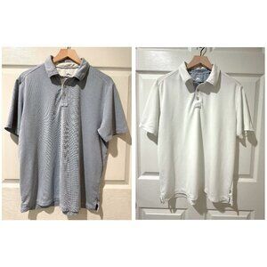 Set of Two Tommy Bahama Mens Polo Shirts Gray/BlueBlue & White Size Large EUC